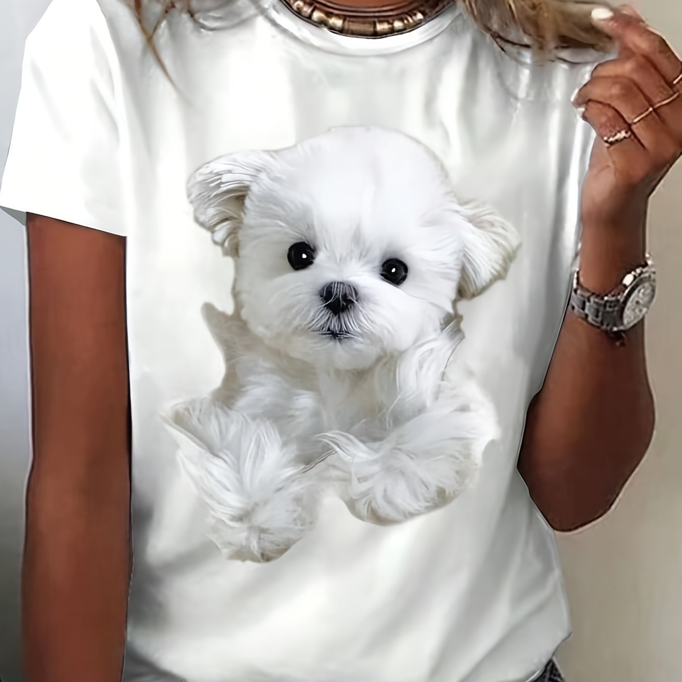Malteser T-shirt med rund hals, S-XXL, Vit