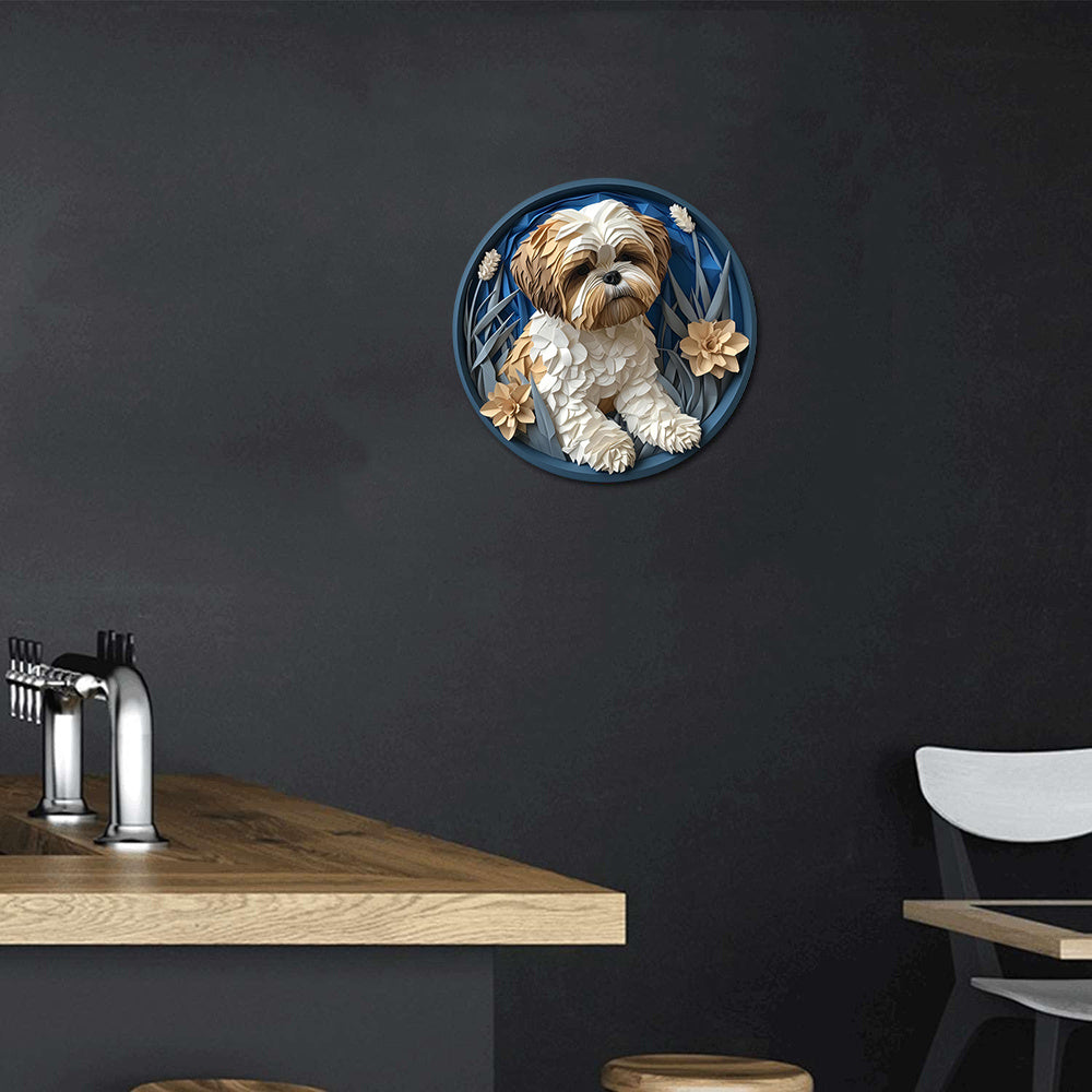 Shih Tzu aluminium metall skylt, Rund krans skylt
