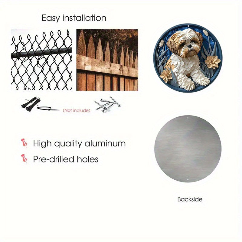 Shih Tzu aluminium metall skylt, Rund krans skylt