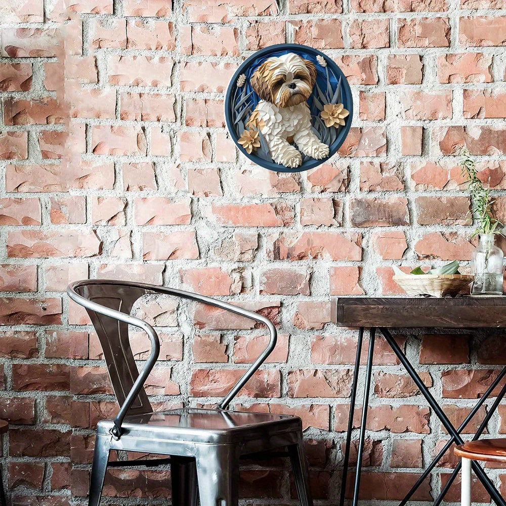 Shih Tzu aluminium metall skylt, Rund krans skylt