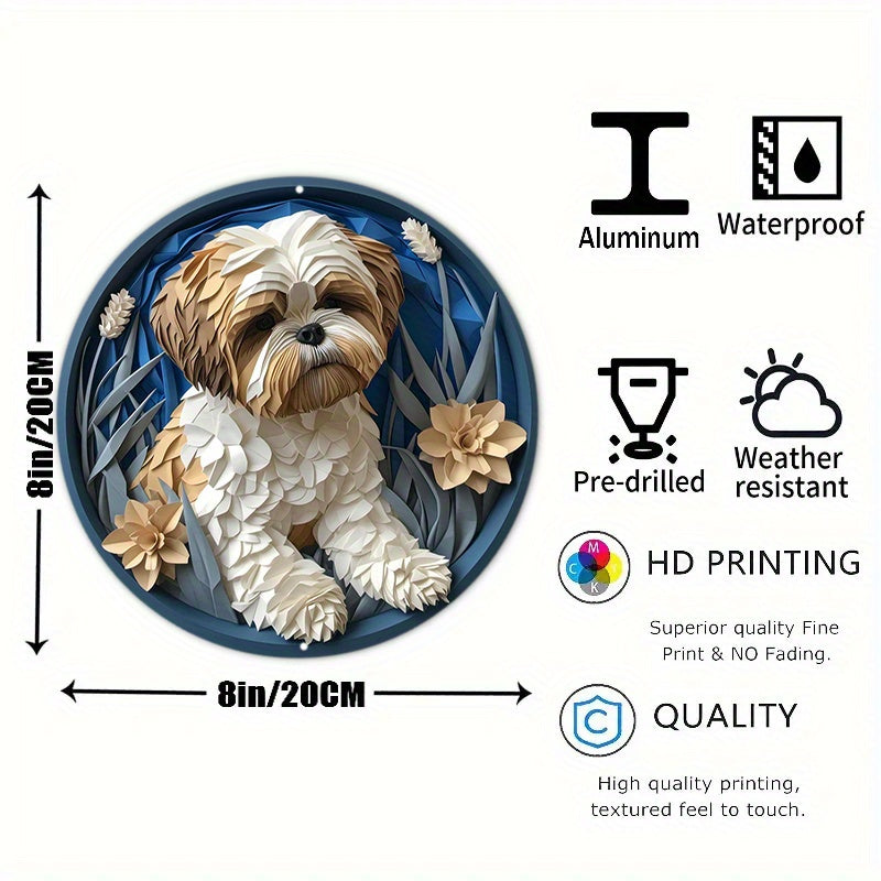 Shih Tzu aluminium metall skylt, Rund krans skylt