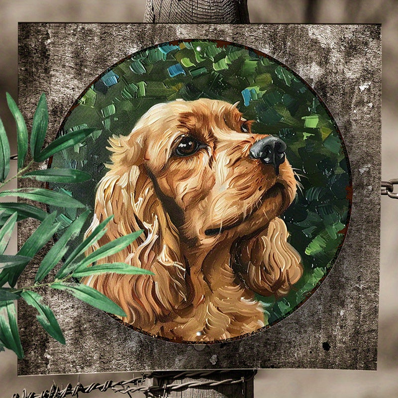Cocker Spaniel rund aluminiumskylt