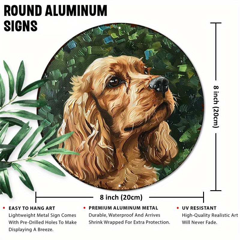 Cocker Spaniel rund aluminiumskylt