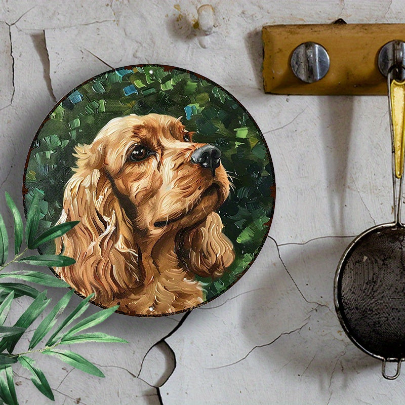 Cocker Spaniel rund aluminiumskylt