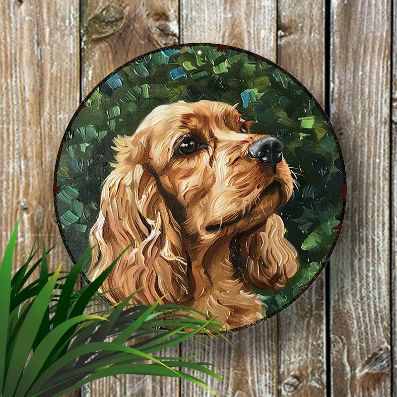 Cocker Spaniel rund aluminiumskylt
