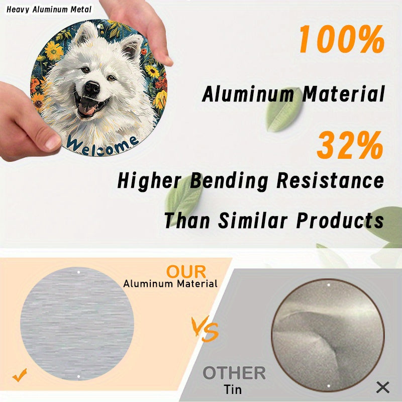 Samojed Welcom - rund aluminiumskylt