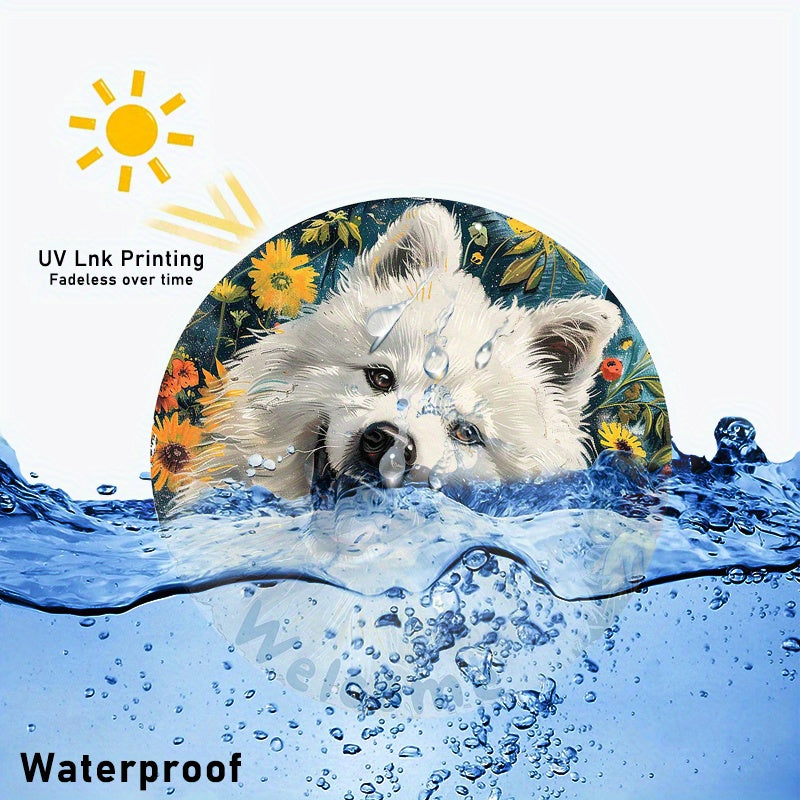 Samojed Welcom - rund aluminiumskylt