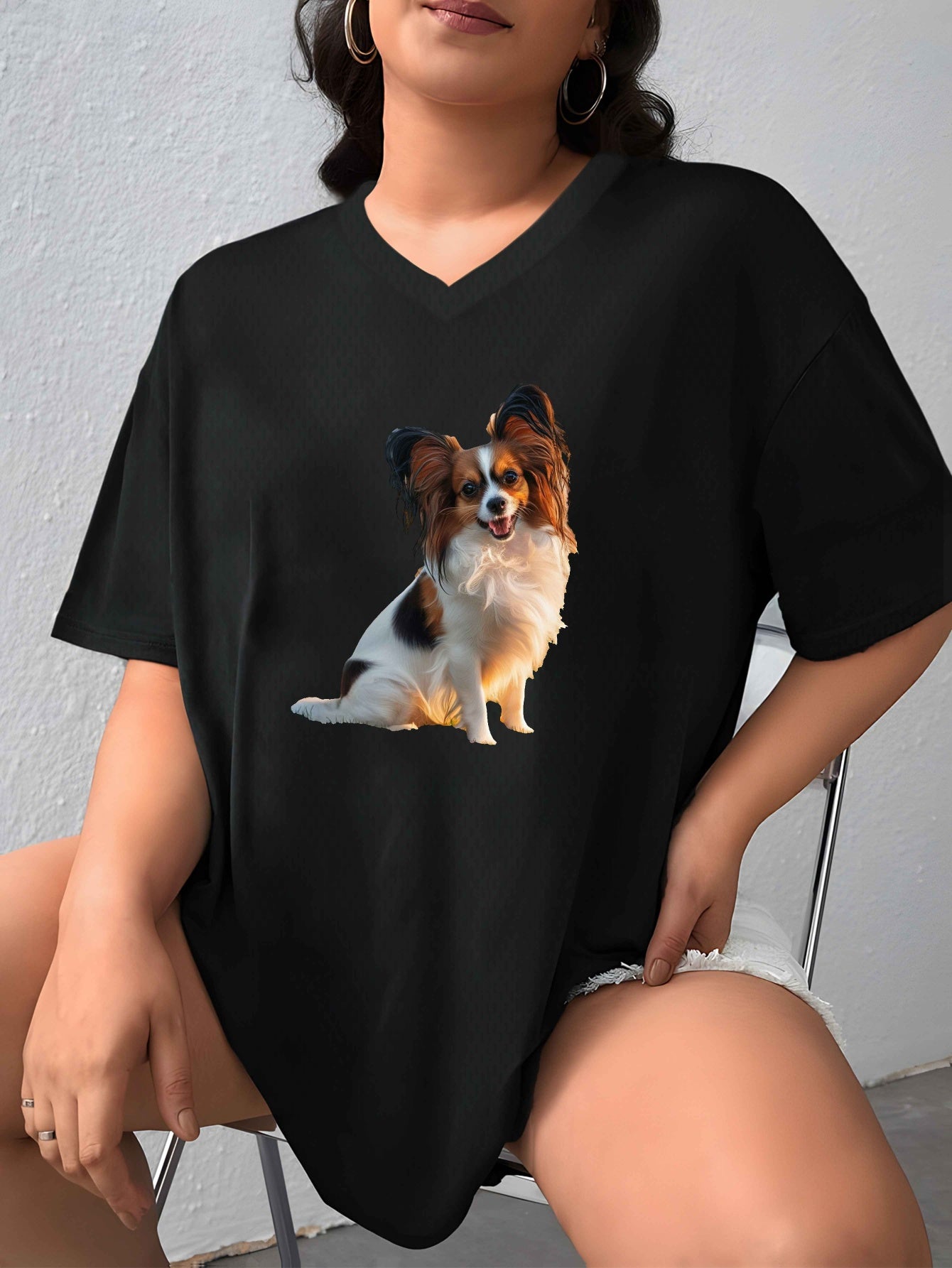 Papillon T-shirt med V-ringad hals, 4 färger, XL-XXXXXL