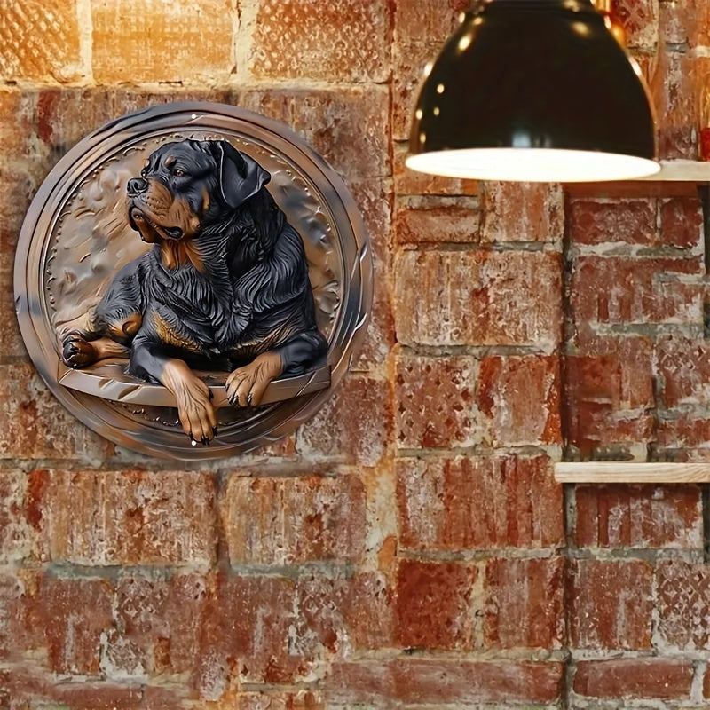 Rottweiler aluminium - Vintage skylt, Rund aluminiumhundskylt