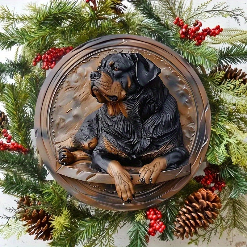 Rottweiler aluminium - Vintage skylt, Rund aluminiumhundskylt