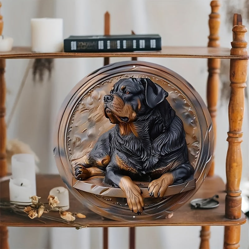 Rottweiler aluminium - Vintage skylt, Rund aluminiumhundskylt