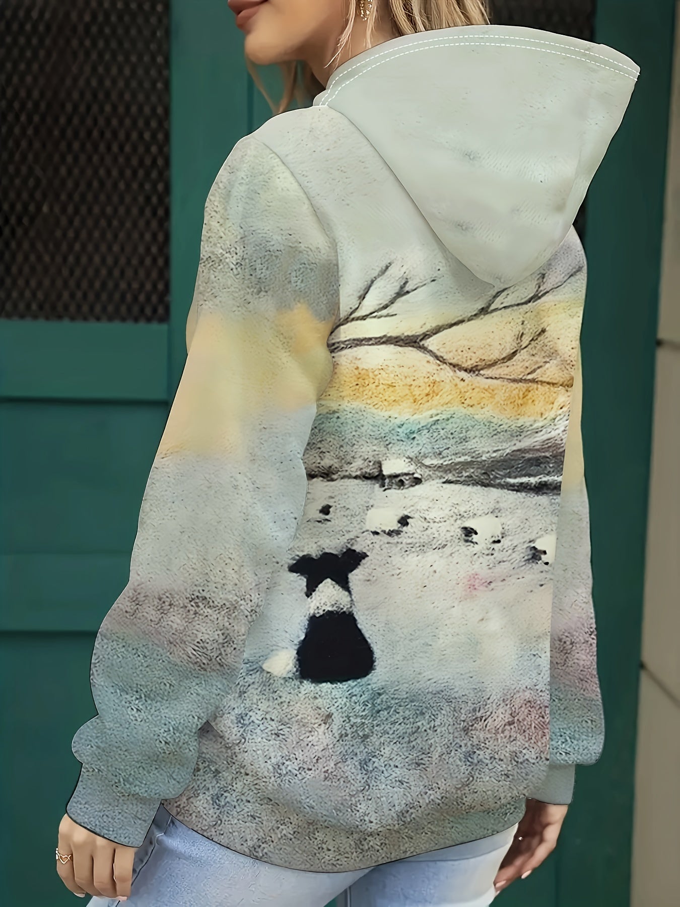 Border Collie Luvtröja med naturskönt tryck - S-XXL