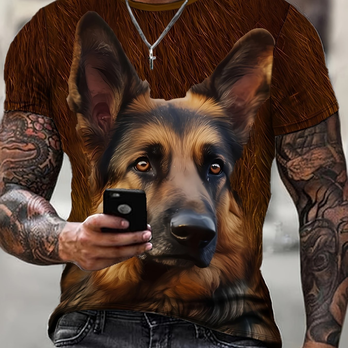 Schäfer T-shirt, kortärmad, med rund hals - brun, S-XXL