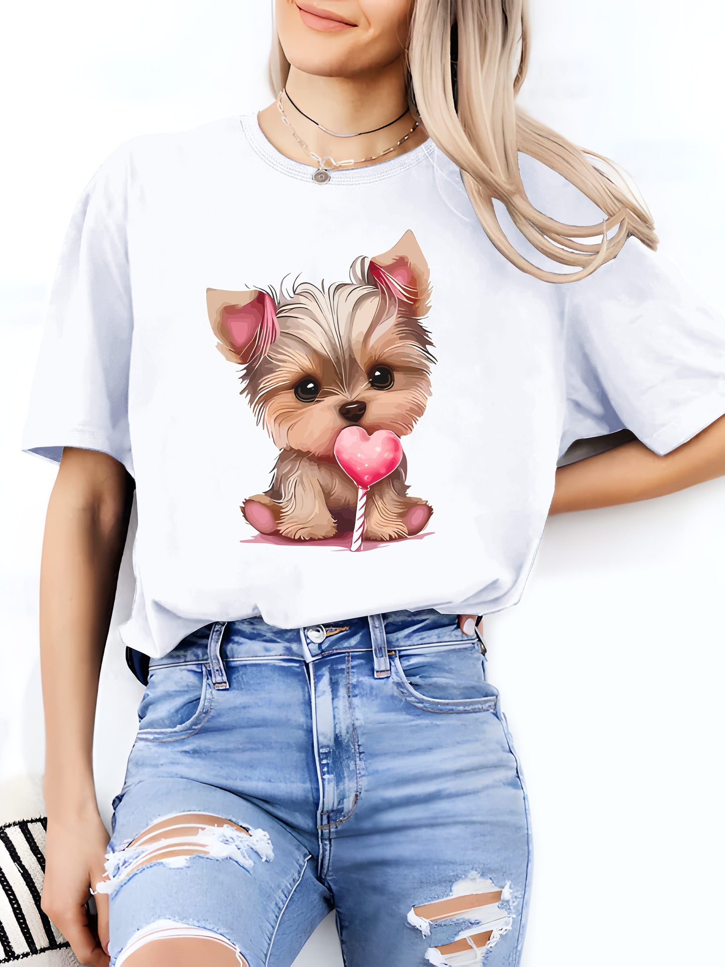Yorkshire terrier T-shirt med, S-XXL, 3 Färger