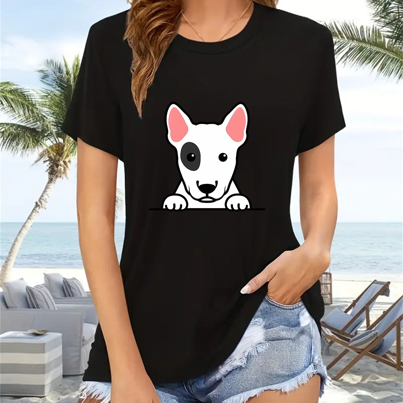 Bull Terrier T-shirt i polyester med rund hals, 2 färger, S-XXL
