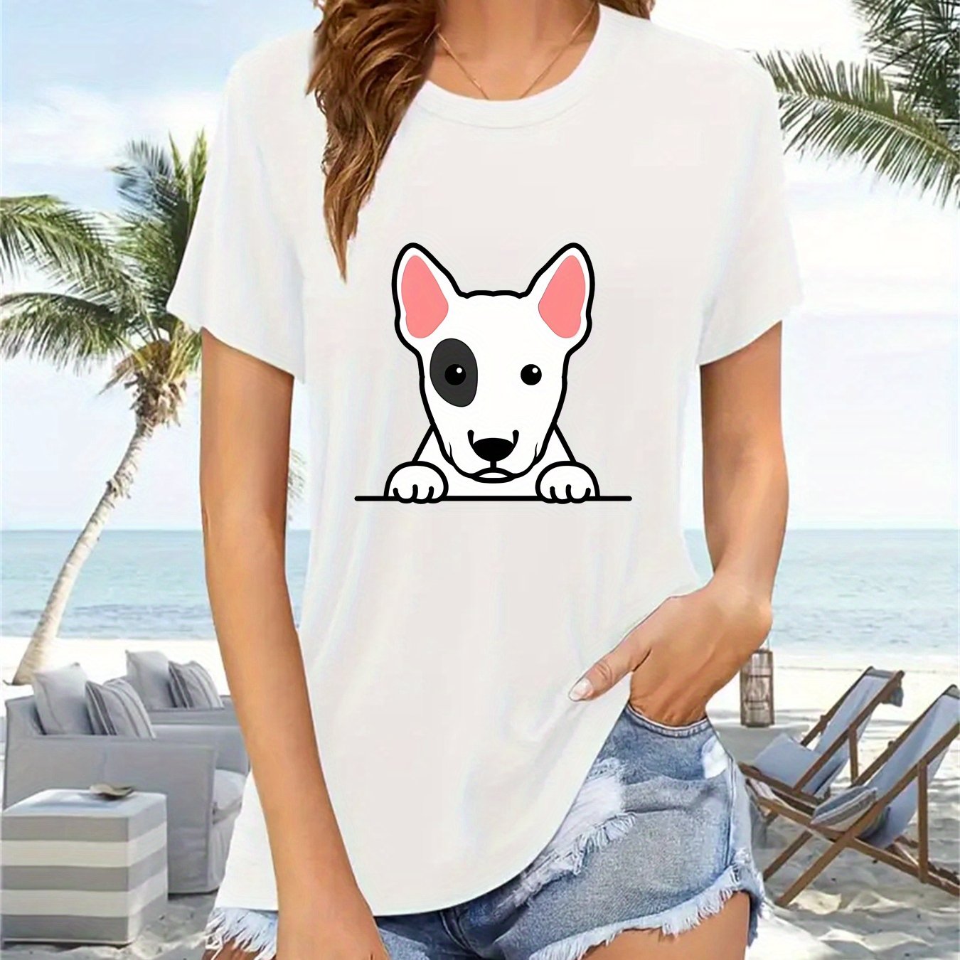 Bull Terrier T-shirt i polyester med rund hals, 2 färger, S-XXL
