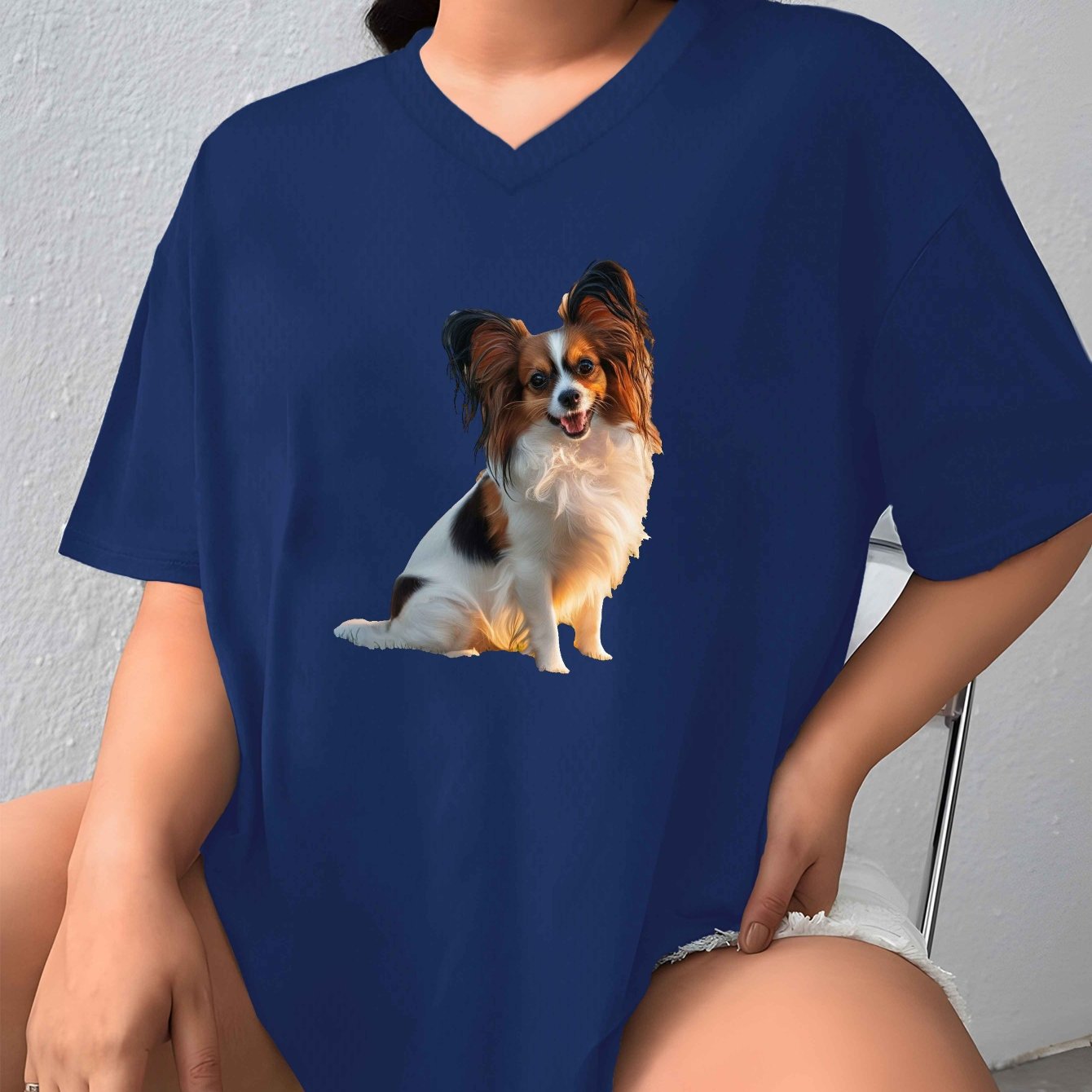 Papillon T-shirt med V-ringad hals, 4 färger, XL-XXXXXL