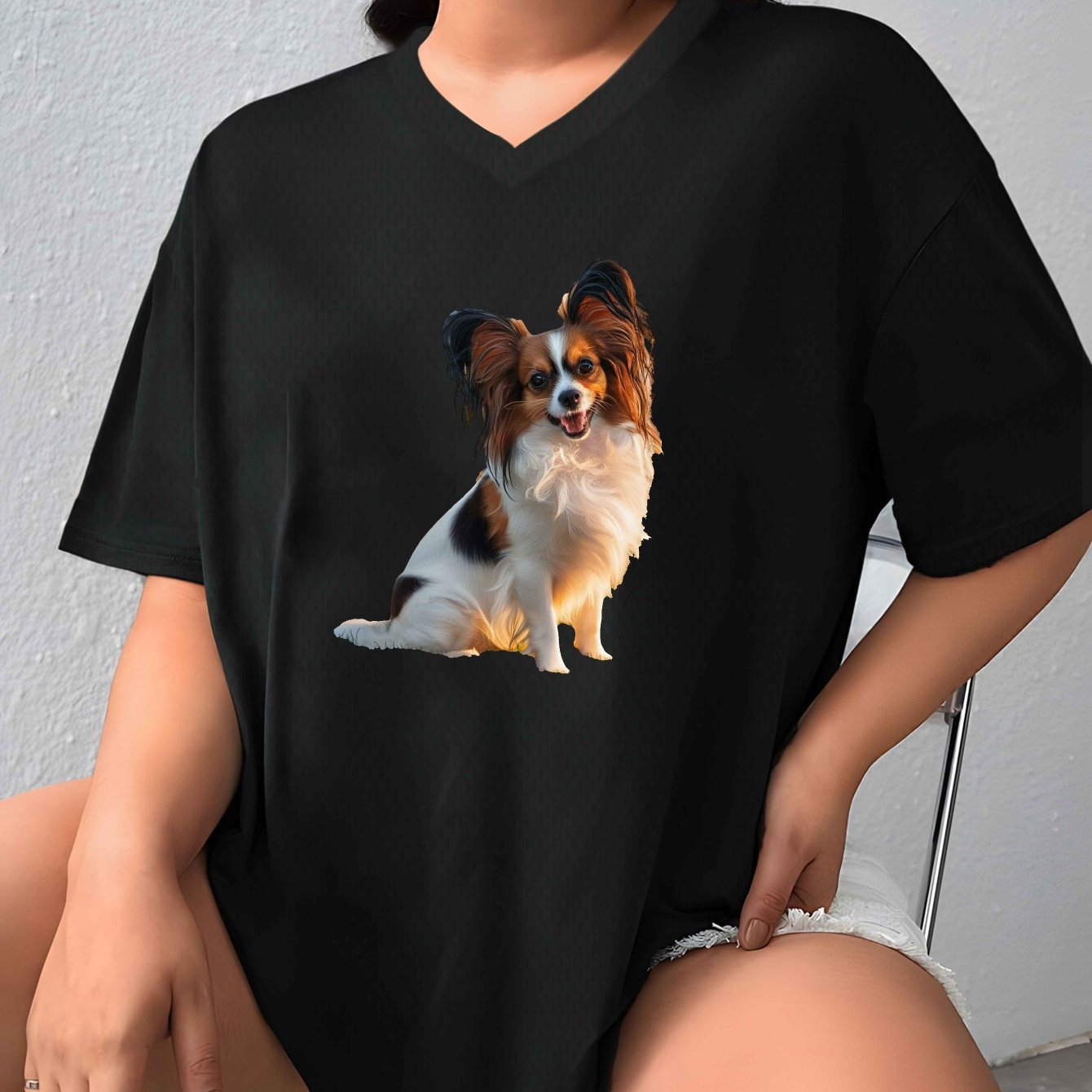 Papillon T-shirt med V-ringad hals, 4 färger, XL-XXXXXL