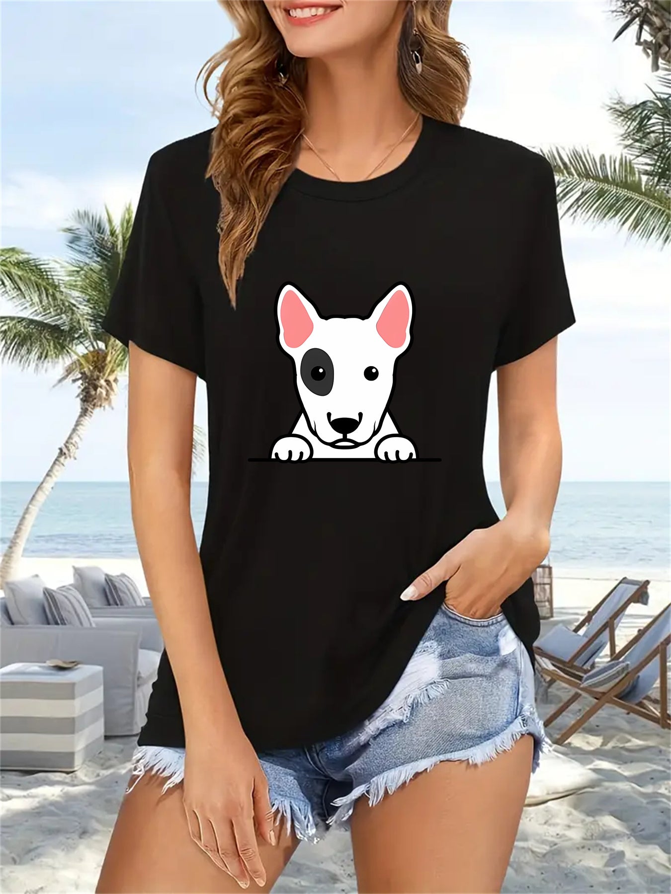 Bull Terrier T-shirt i polyester med rund hals, 2 färger, S-XXL