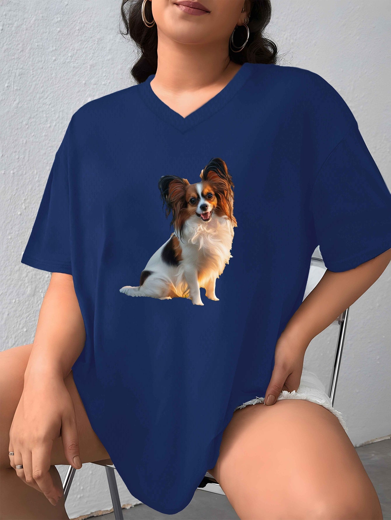 Papillon T-shirt med V-ringad hals, 4 färger, XL-XXXXXL