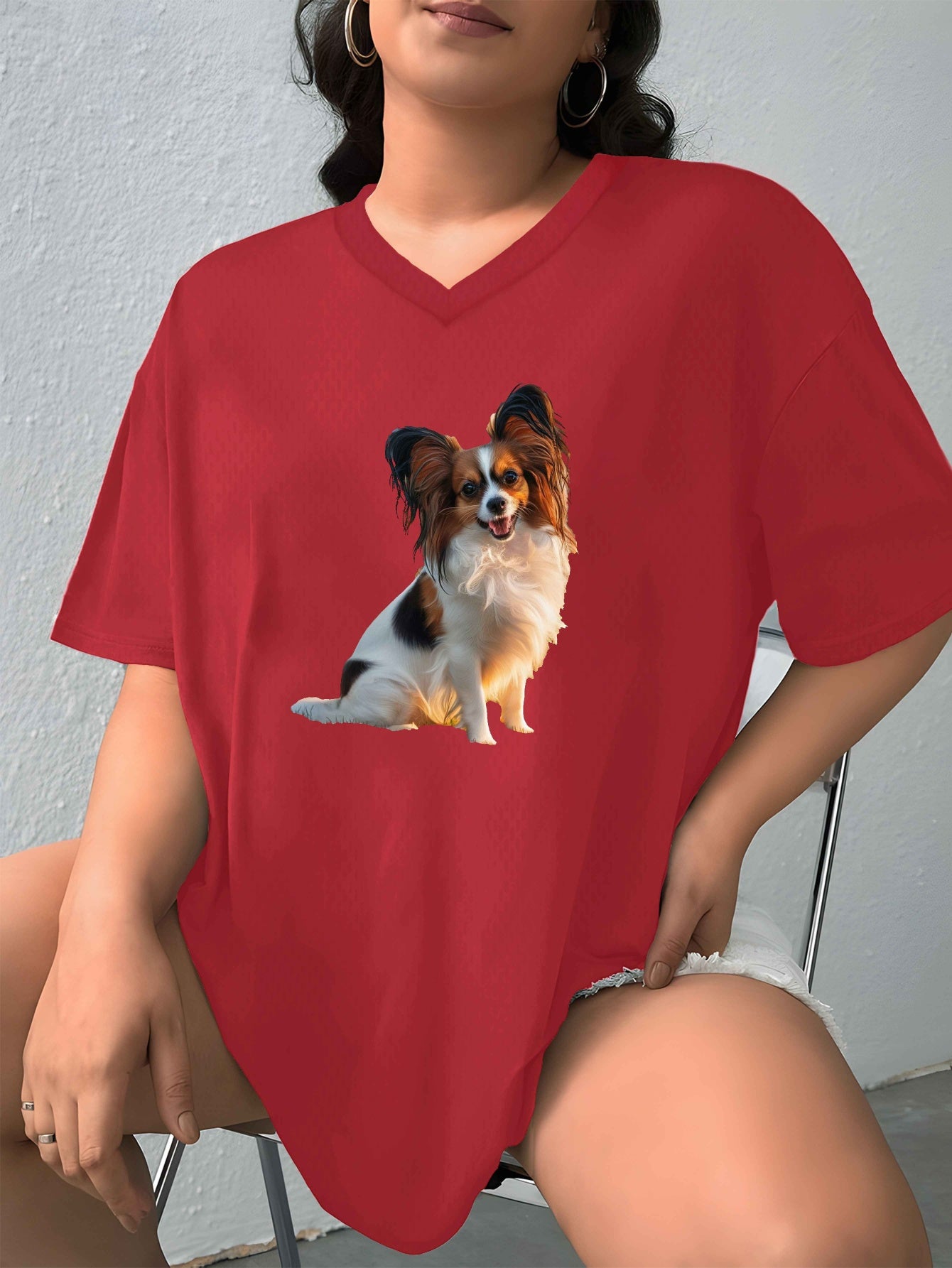 Papillon T-shirt med V-ringad hals, 4 färger, XL-XXXXXL