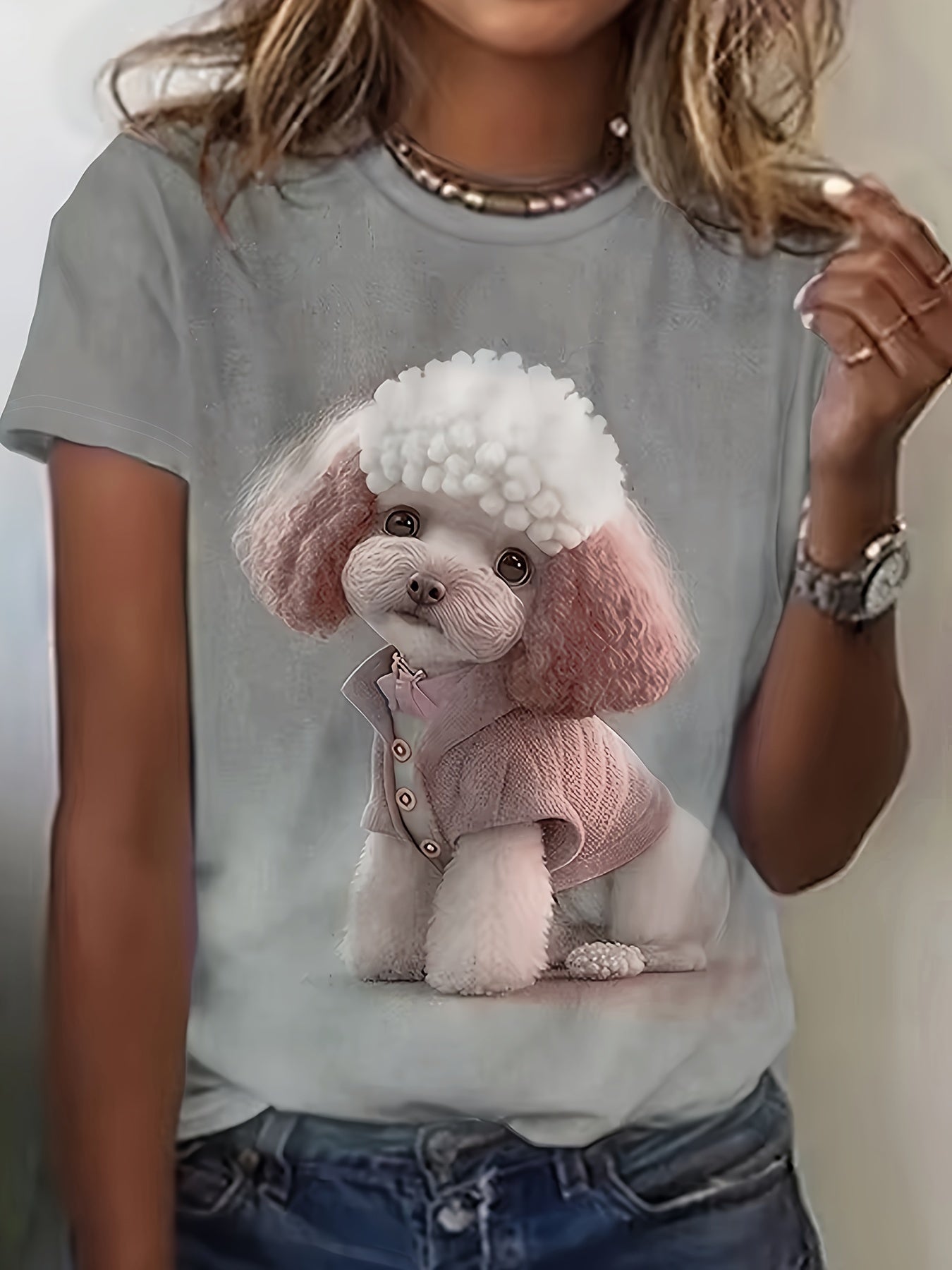 Pudel T-shirt - rund hals, S-XL