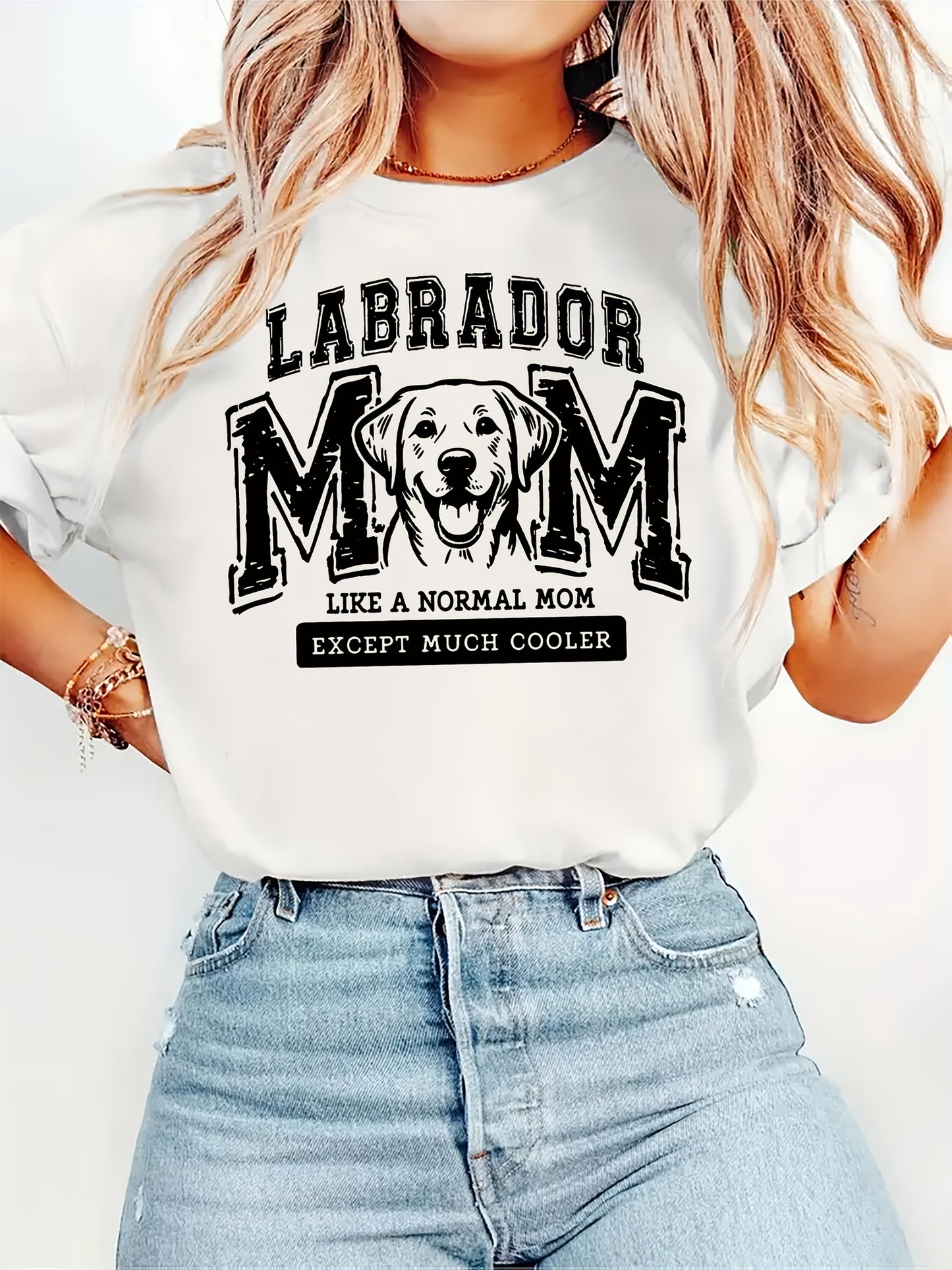 Labrador Retriever T-shirt med rund hals, Vit, S-XXL