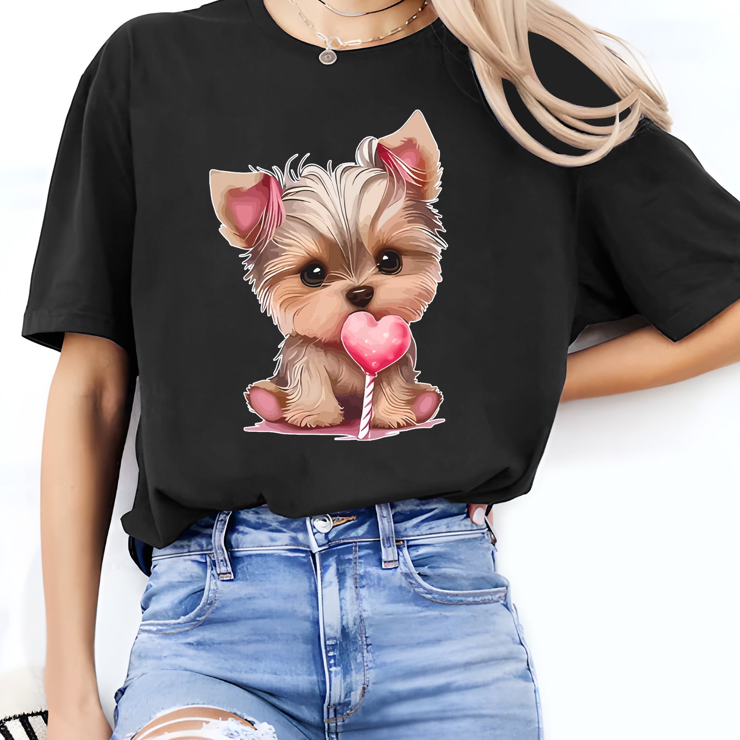 Yorkshire terrier T-shirt med, S-XXL, 3 Färger