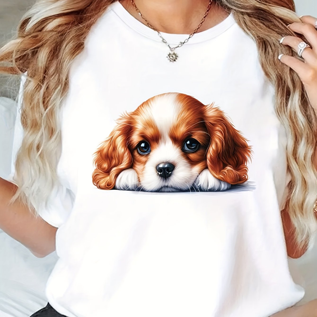 Cavalier King Charles Spaniel T-shirt, med rund hals, 2 färger, S-XXL