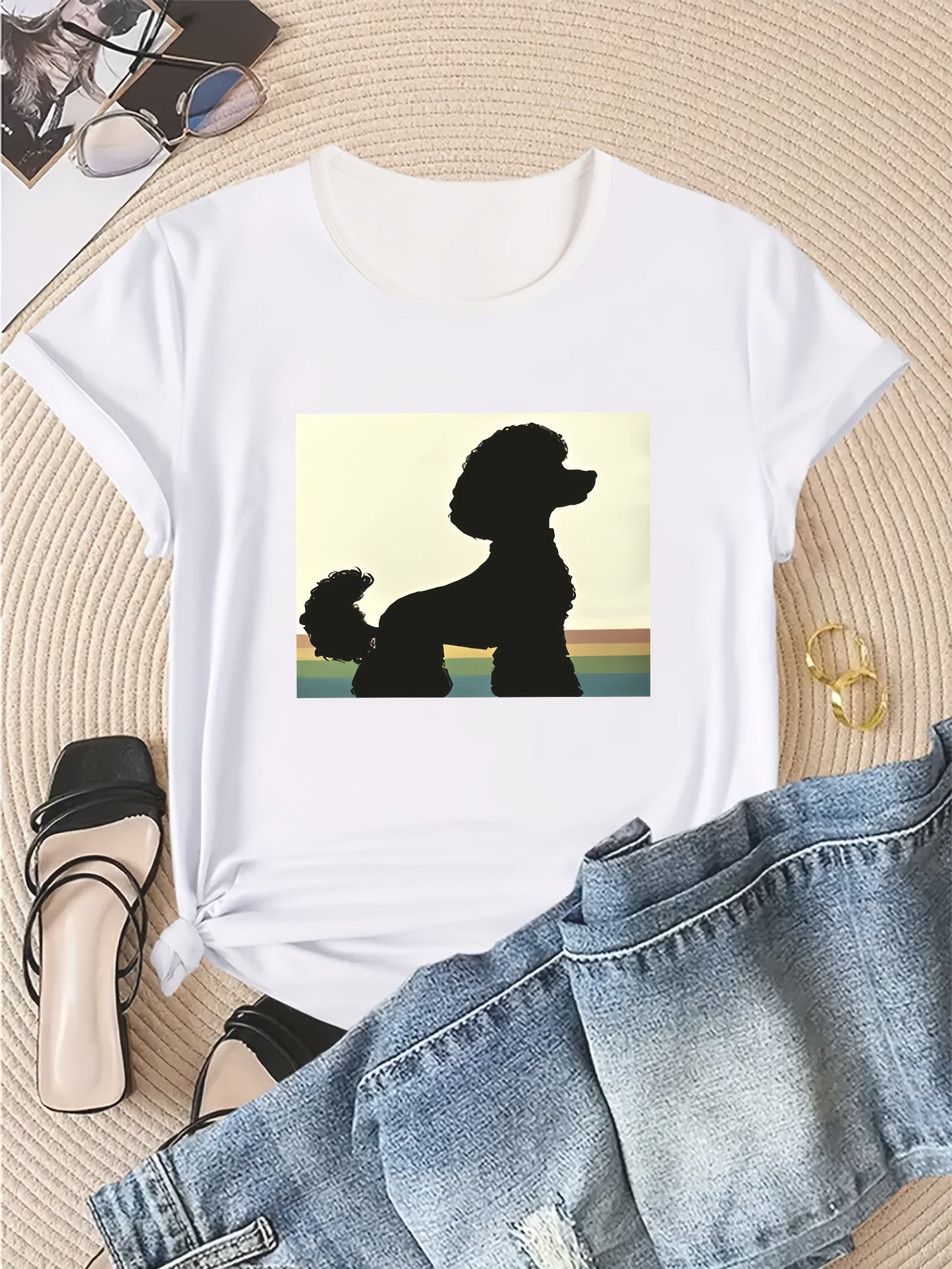 Pudel-silhuett T-shirt, S-XXL, 3 Färger