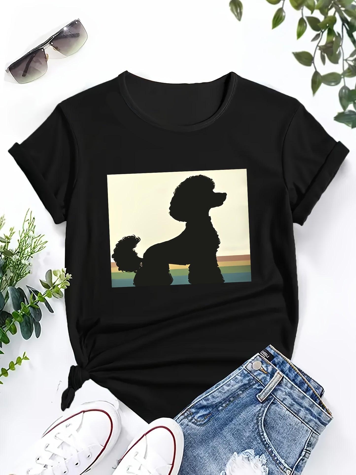 Pudel-silhuett T-shirt, S-XXL, 3 Färger