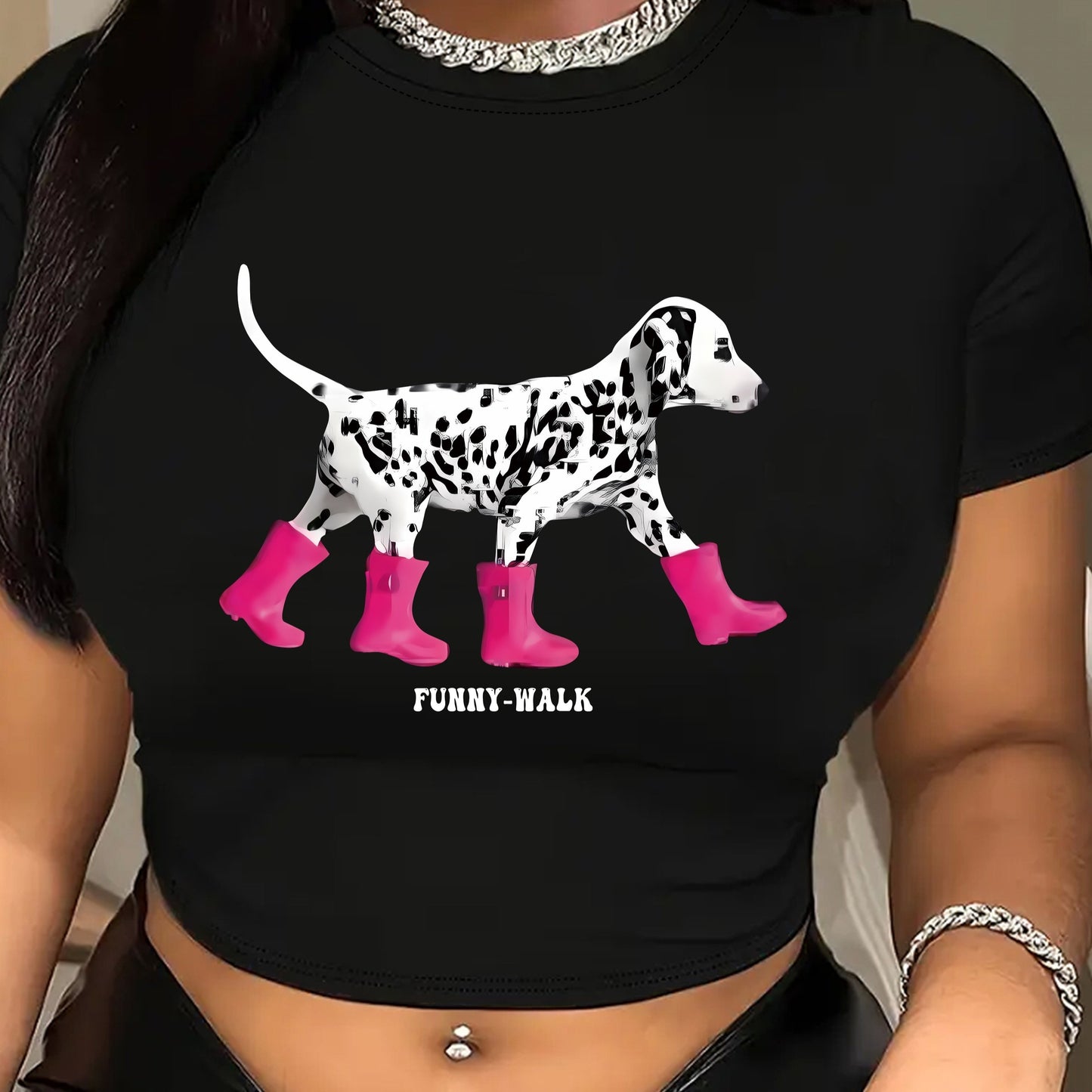 Dalmatin Kortärmad mag t-shirt med rund hals, XS-XXL, Svart