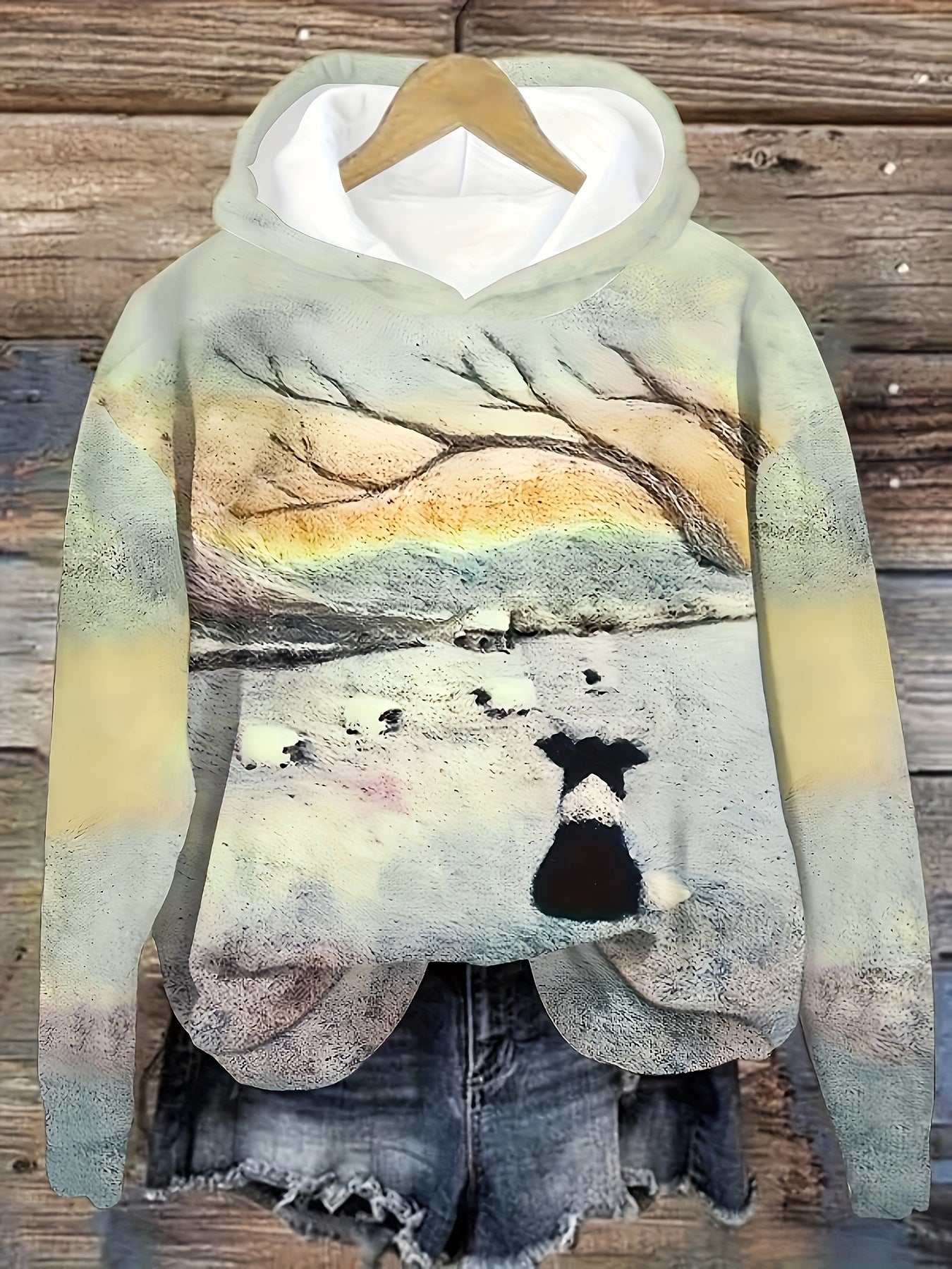 Border Collie Luvtröja med naturskönt tryck - S-XXL