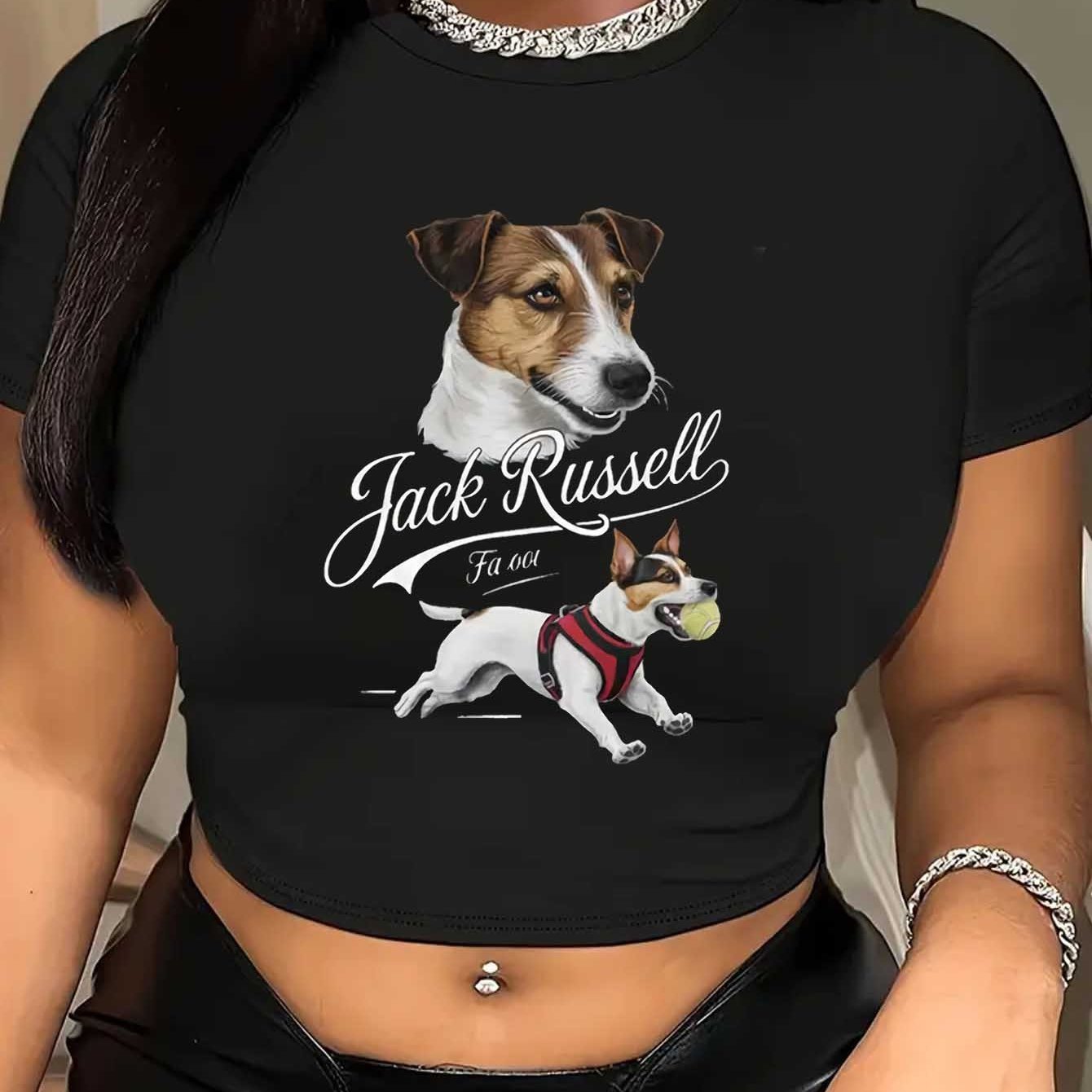 Jack Russell Crop Top T-shirt dam - kortärmad, S-XL