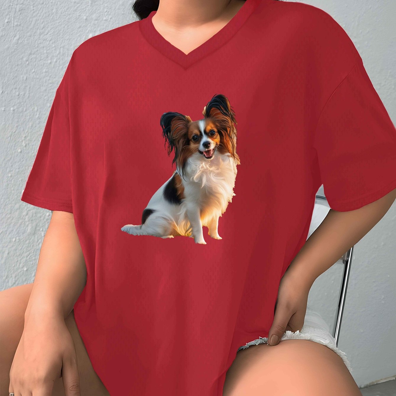 Papillon T-shirt med V-ringad hals, 4 färger, XL-XXXXXL