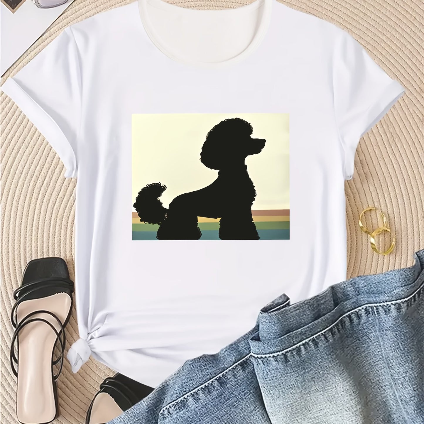 Pudel-silhuett T-shirt, S-XXL, 3 Färger