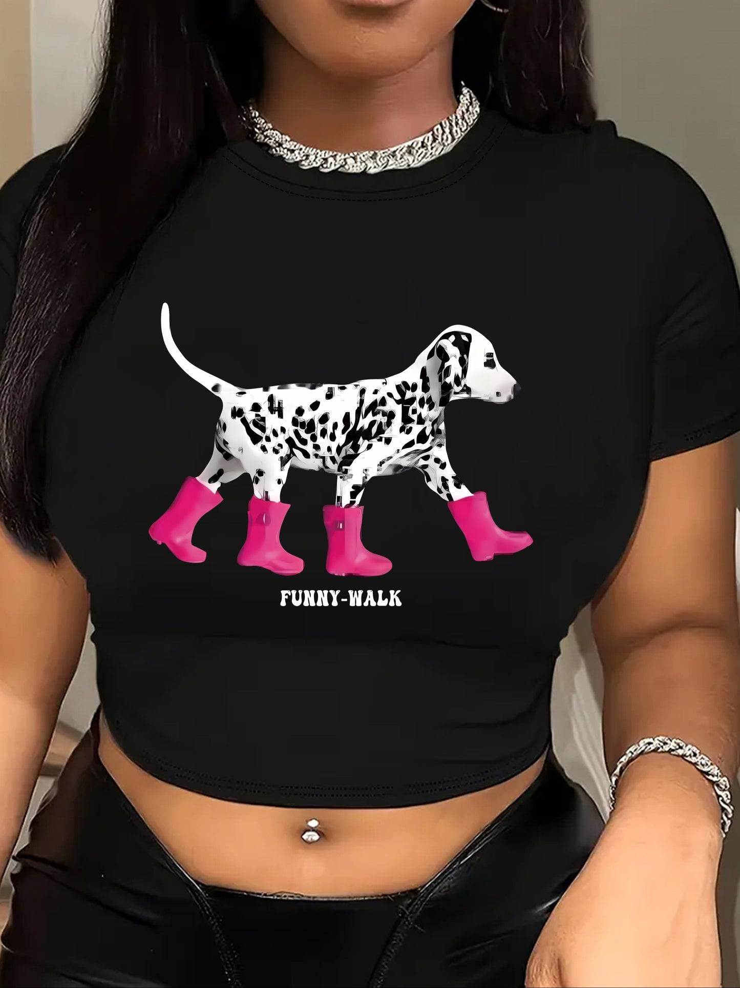 Dalmatin Kortärmad mag t-shirt med rund hals, XS-XXL, Svart