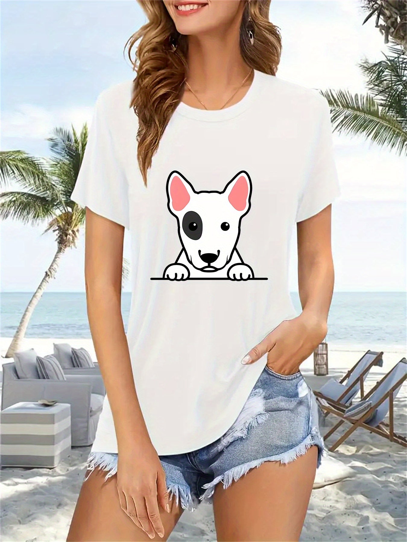 Bull Terrier T-shirt i polyester med rund hals, 2 färger, S-XXL