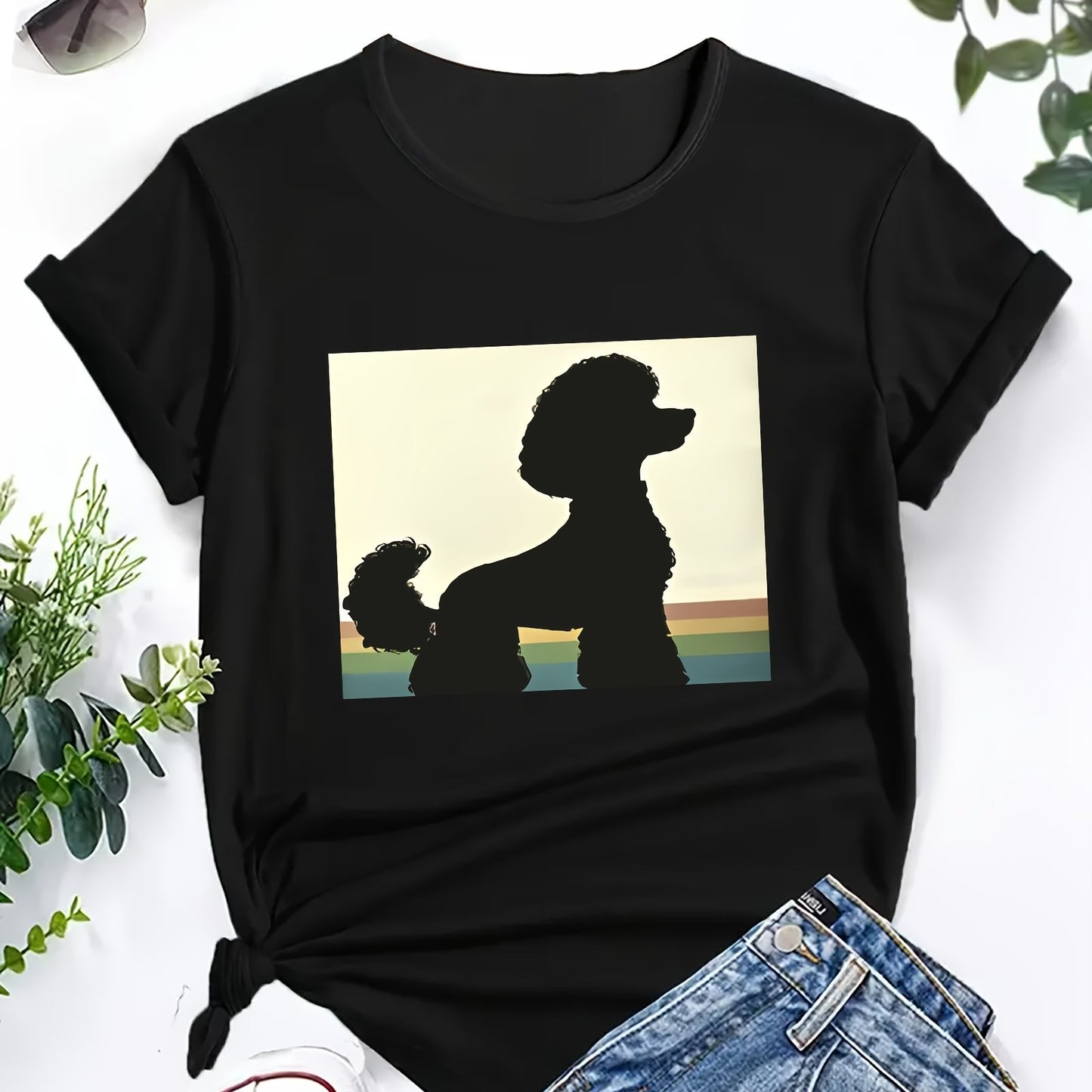 Pudel-silhuett T-shirt, S-XXL, 3 Färger