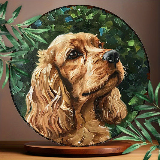 Cocker Spaniel rund aluminiumskylt