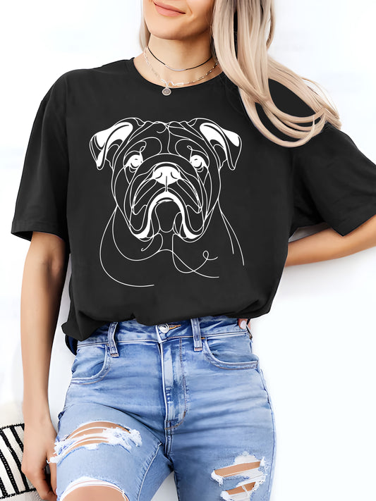 Engelsk bulldogg T-shirt, rundhalsad tröja, 2 färger, S-XXL