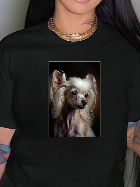 Chinese Crested Dog T-tröja, rund halsringning, kortärmad, L-XXXXL,