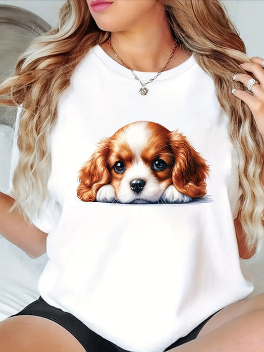 Cavalier King Charles Spaniel T-shirt, med rund hals, 2 färger, S-XXL