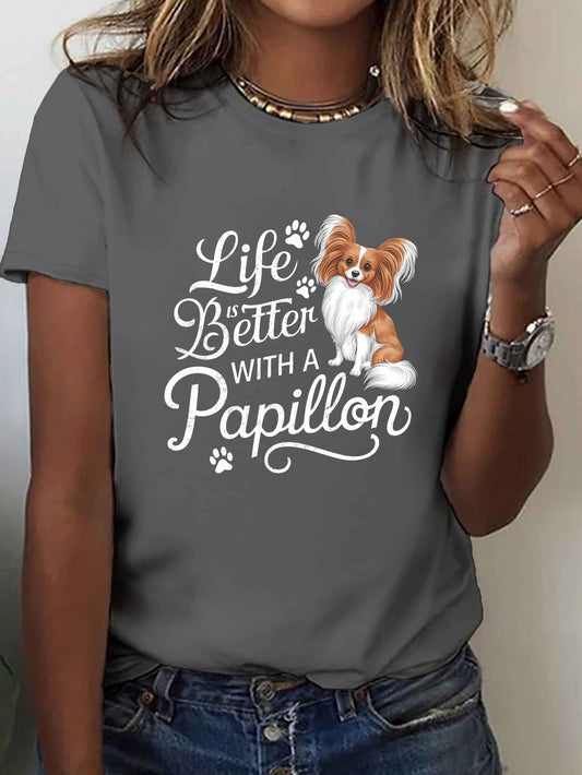 Papillon T-shirt , kortärmad, rundhalsad, 3 färger, S-XXL