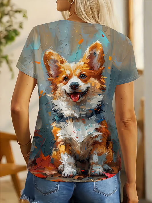 Corgi t-shirt kortärmad rund hals, S-XXL